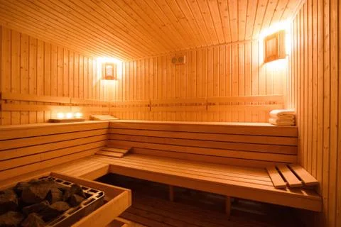 Sauna interior Stock Photos
