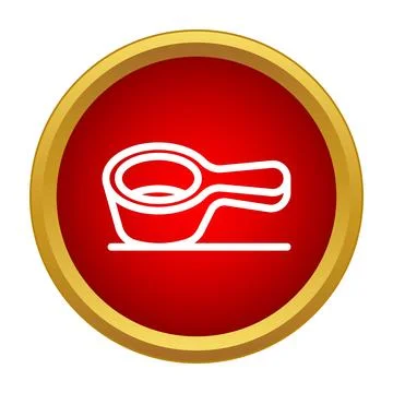 Sauna ladle scoop vector icon on red circle Stock Illustration