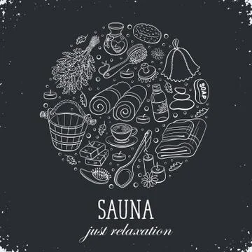 Sauna poster template Stock Illustration