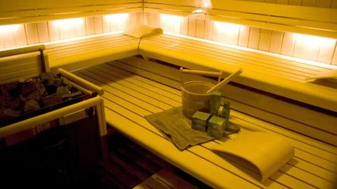 Sauna, swimming pool Stock Photos