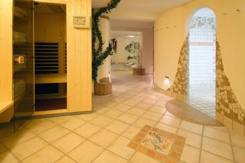 Sauna, swimming pool Stock Photos