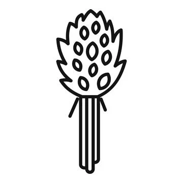 Sauna broom bath whisk with leaves linear icon Vector Image