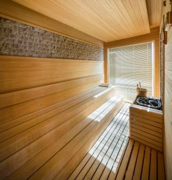 Sauna with window Stock Photos