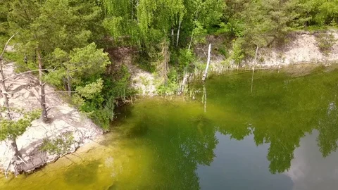 Sauriesi lake Aerial drone top view 4K UHD video Latvia Stock Footage