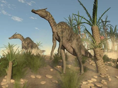 Saurolophus dinosaurs - 3D render Illustrazione stock