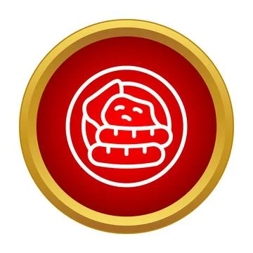 Sausage and mashed potato dinner meal icon 库存插图