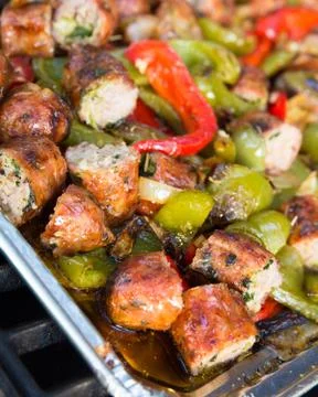 Sausage and peppers Stock Photos