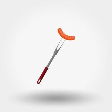 Sausage on barbecue fork Stock Illustration