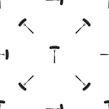Sausage on bbq fork pattern seamless black イラスト素材