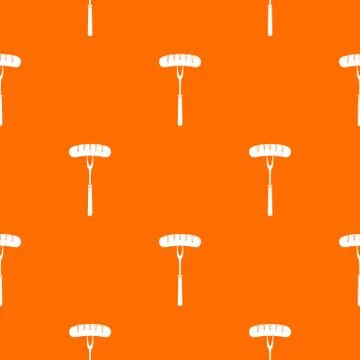 Sausage on bbq fork pattern seamless Stock Illustration