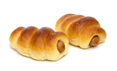 Sausage bread isolated on white background Stock Photos