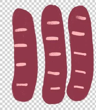 Sausage breakfast food set elements hand drawn doodle minimal style pastel co Stock Illustration