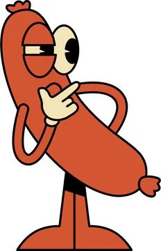 Sausage Character Processed Meat BBQ Mascot Illustrazione stock