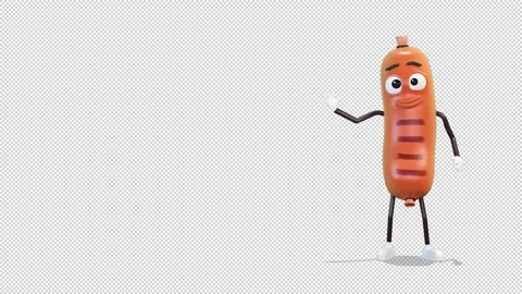 Sausage comes out from the right side of the screen and greeting 库存影片 167093933