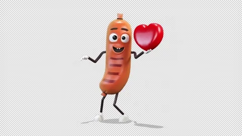 Sausage dancing with a heart 動画素材 167093916