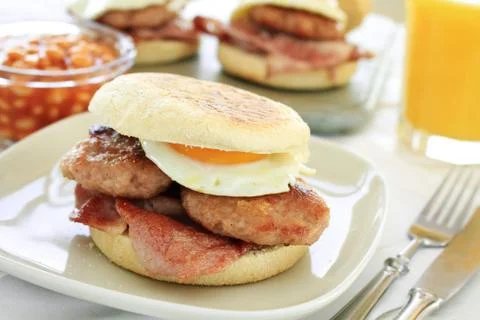 Sausage  egg muffin Stock Photos