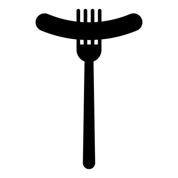 Sausage on fork grilled barbeque meat BBQ picnic food restaurant concept ic.. Stock Illustration