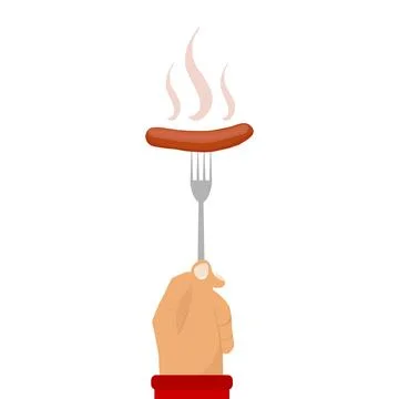 Sausage on fork, hot sausage Stock Illustration