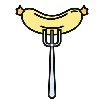 Sausage on fork icon representing fast food and meal Stock Illustration