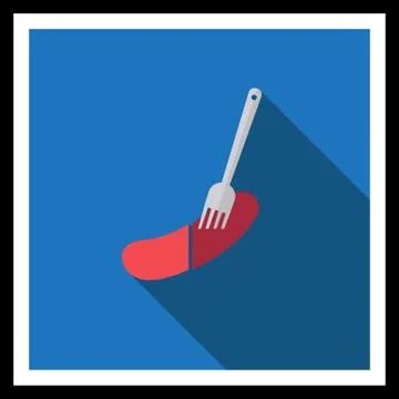 Sausage on fork Stock Illustration