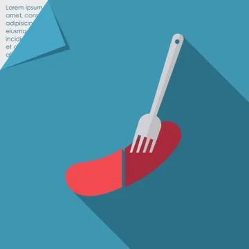 Sausage on fork Stock Illustration