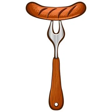 Sausage on a Fork Stock Illustration