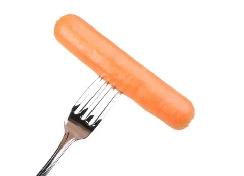 Sausage on a fork Stock Photos