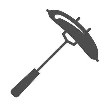 Sausage on a fork solid icon, picnic concept, grill sausage sign on white Stock Illustration