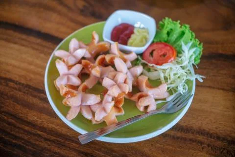 Sausage fried Stock Photos