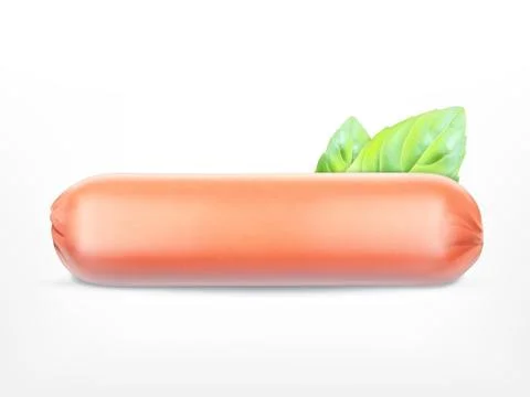 Sausage with green basil Stock Illustration