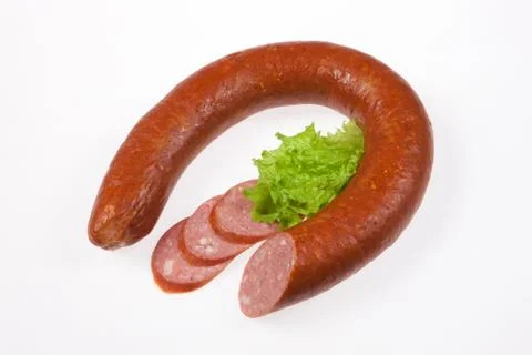 Sausage With Greenery Stock Photos