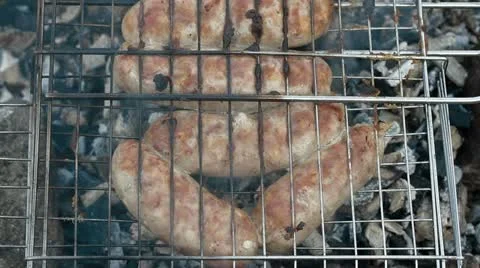 Sausage is grilled Stock Footage 12130100