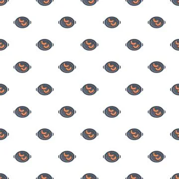 Sausage grilling on barbecue seamless pattern Stock Illustration