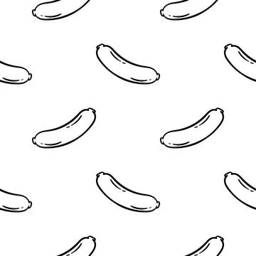Sausage hand drawn seamless pattern Illustrazione stock