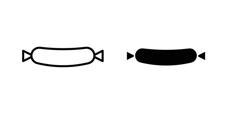 Sausage icon silhouette vector set. thin line pack Stock Illustration
