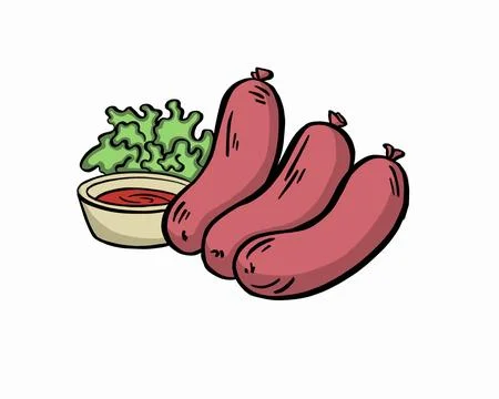Sausage icon vector design in filled, thin line, outline and flat style. Stock Illustration