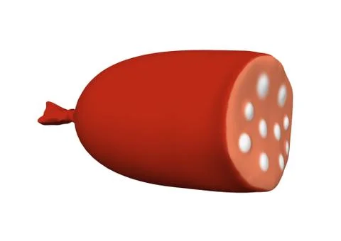 Sausage isolated on white background 3D illustration. Stock Illustration