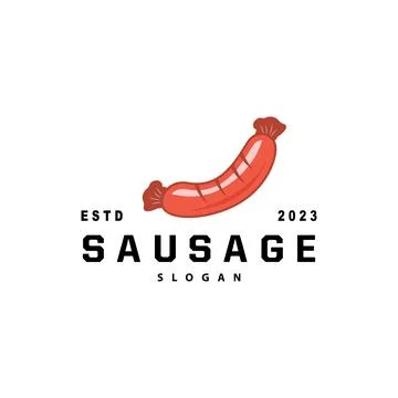 Sausage Logo, Vector Meat Fork and the Sausage Food, Restaurant Inspiration.. Illustrazione stock