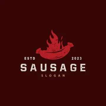Sausage Logo, Vector Meat Fork and the Sausage Food, Restaurant Inspiration.. Illustrazione stock