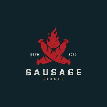 Sausage Logo, Vector Meat Fork and the Sausage Food, Restaurant Inspiration.. Illustrazione stock