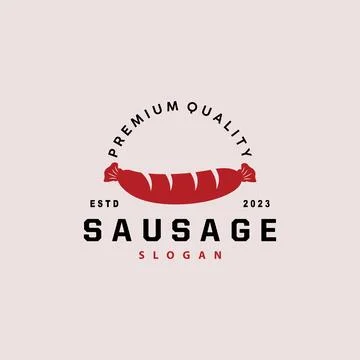 Sausage Logo, Vector Meat Fork and the Sausage Food, Restaurant Inspiration.. Illustrazione stock