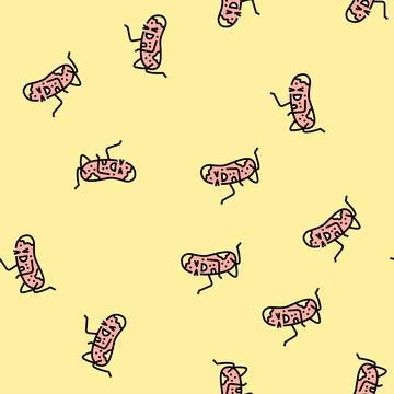 Sausage meat character vector seamless pattern Stock Illustration