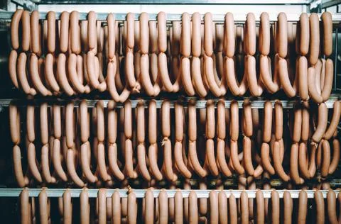 Sausage meat production Stock Photos