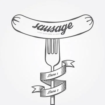 Sausage menu doodle drawn background.vector vintage style Stock Illustration