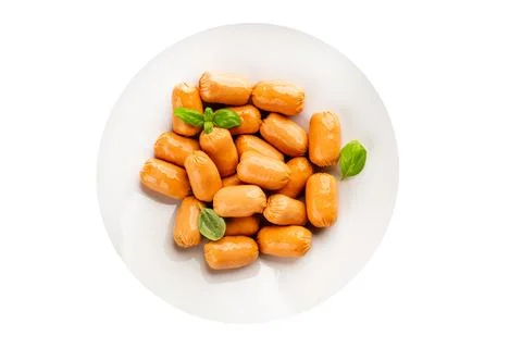 Sausage mini meat portion size fast food natural product tasty snack fresh .. Stock Photos