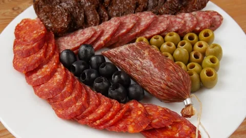 Sausage mix on a plate. Stock Footage 239169648