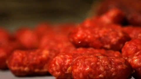 Sausage out of focus Video stock 1084004