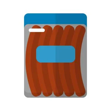 Sausage pack icon flat vector. Meat food Stock Illustration