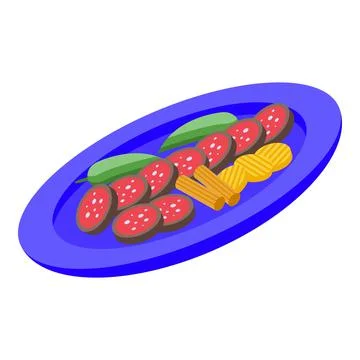 Sausage pasta icon isometric vector. Food cuisine Stock Illustration