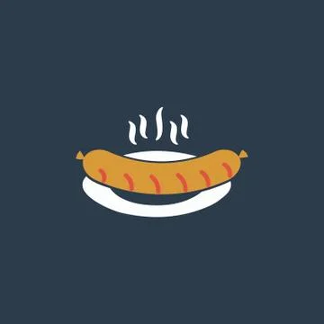 Sausage on a plate Stock Illustration